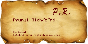 Prunyi Richárd névjegykártya